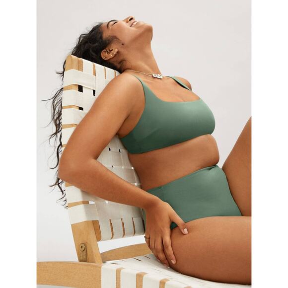 Everlane The Square Neck Bikini Top in Green L NWT - Picture 3 of 7